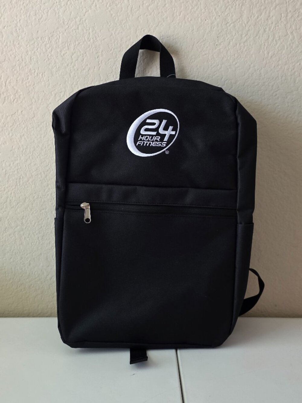 24 Hour Fitness Embroidered Branded Backpack Black White
